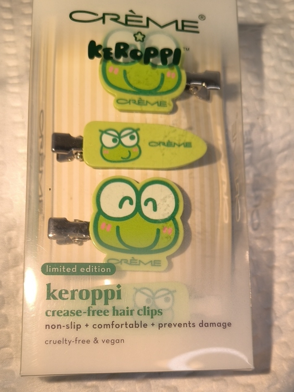 Crème x Keroppi Green Frog Crease Free  Hair Clips (Set of 3)